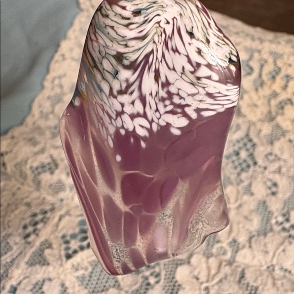 Artisan  Pink & White  Handmade USA  Fused Glass Pendant - Picture 6 of 6